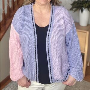 Brand New Colorblock Open-Front Sweater